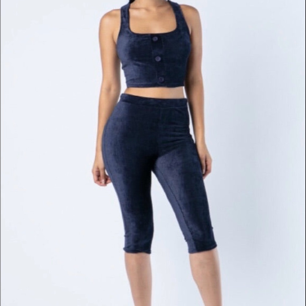 Stylish Navy Blue Two-Piece Set